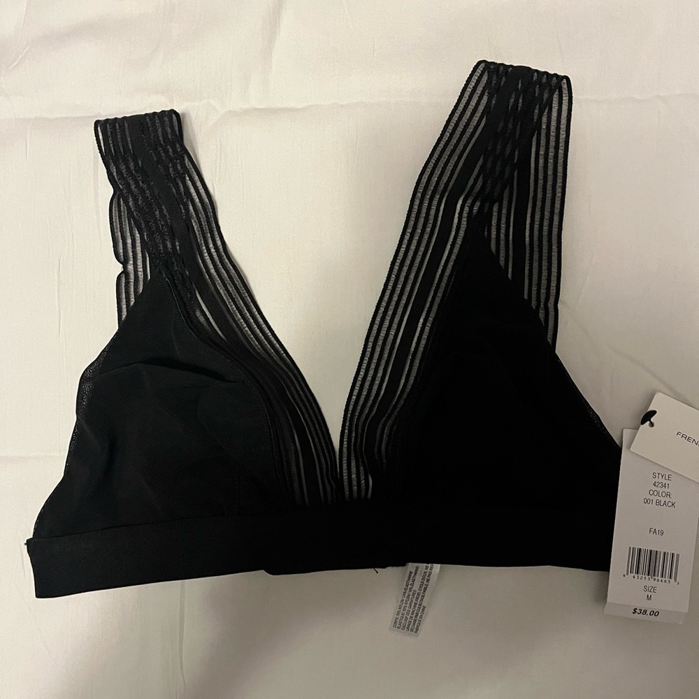 Black sheer and lace place bra